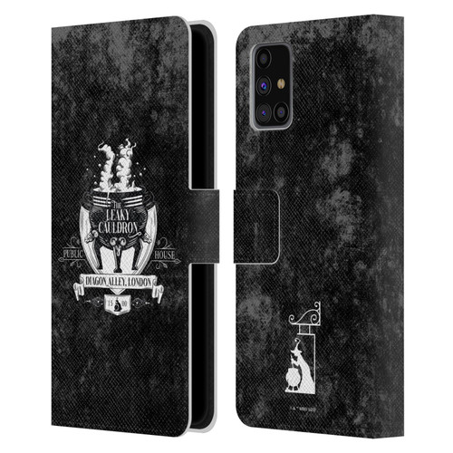 Harry Potter Locations Typography The Leaky Cauldron Leather Book Wallet Case Cover For Samsung Galaxy M31s (2020)