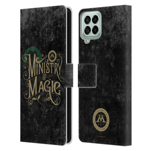Harry Potter Locations Typography Ministry Of Magic Leather Book Wallet Case Cover For Samsung Galaxy M53 (2022) Harry Potter Locations Typography Ministry Of Magic Leather Book Wallet Case Cover For Samsung Galaxy M53 (2022)