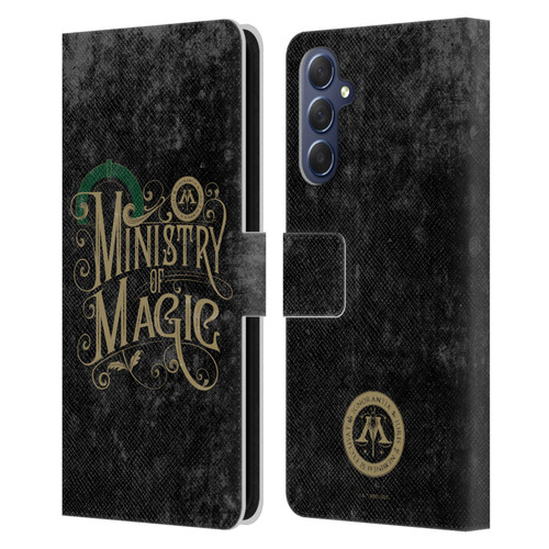 Harry Potter Locations Typography Ministry Of Magic Leather Book Wallet Case Cover For Samsung Galaxy M54 5G