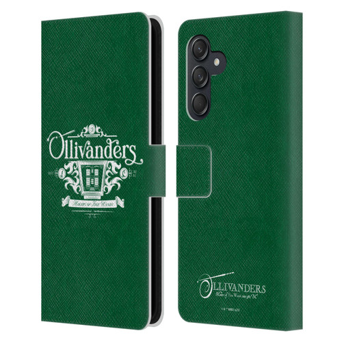 Harry Potter Locations Typography Ollivanders Leather Book Wallet Case Cover For Samsung Galaxy M55 5G