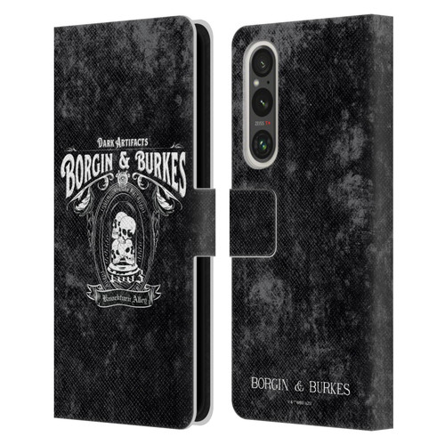 Harry Potter Locations Typography Borgin & Burkes Leather Book Wallet Case Cover For Sony Xperia 1 V 5G
