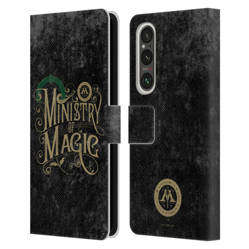Harry Potter Locations Typography Ministry Of Magic Leather Book Wallet Case Cover For Sony Xperia 1 V 5G