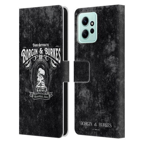 Harry Potter Locations Typography Borgin & Burkes Leather Book Wallet Case Cover For Xiaomi Redmi 12