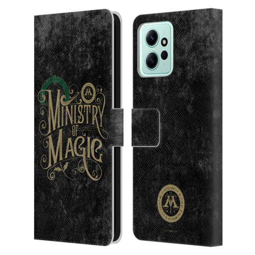 Harry Potter Locations Typography Ministry Of Magic Leather Book Wallet Case Cover For Xiaomi Redmi 12