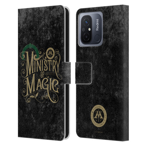 Harry Potter Locations Typography Ministry Of Magic Leather Book Wallet Case Cover For Xiaomi Redmi 12C