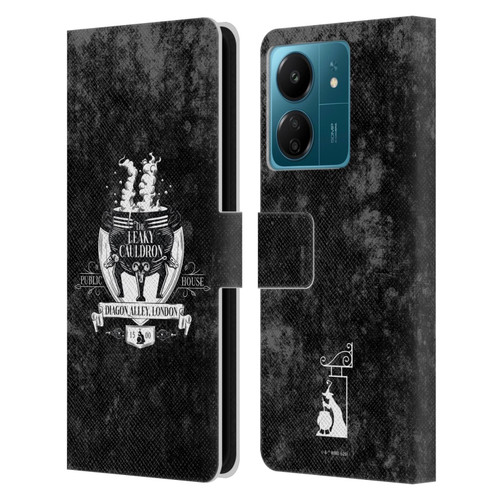 Harry Potter Locations Typography The Leaky Cauldron Leather Book Wallet Case Cover For Xiaomi Redmi 13C 4G