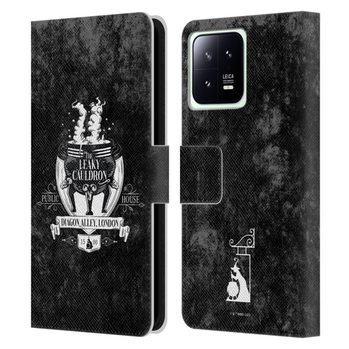 Harry Potter Locations Typography The Leaky Cauldron Leather Book Wallet Case Cover For Xiaomi 13 5G