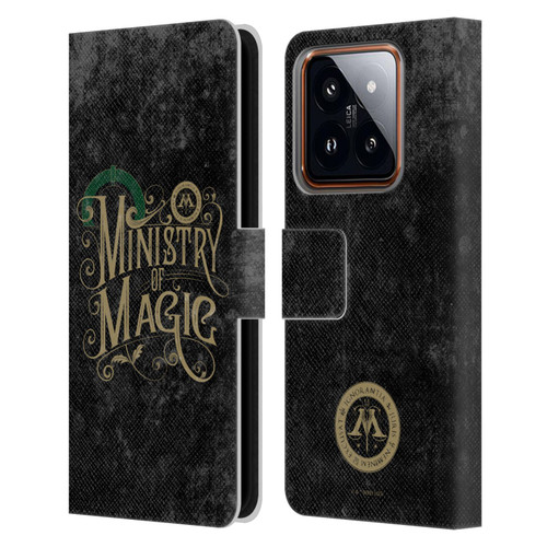 Harry Potter Locations Typography Ministry Of Magic Leather Book Wallet Case Cover For Xiaomi 14