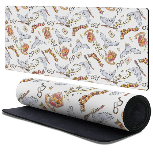 Harry Potter Graphics Hedwig Owl Pattern Gaming Office Desk PC Keyboard Mouse Mat Pad 37.4 x 15.75 x 0.16 inches (900 x 400 mm) - XL