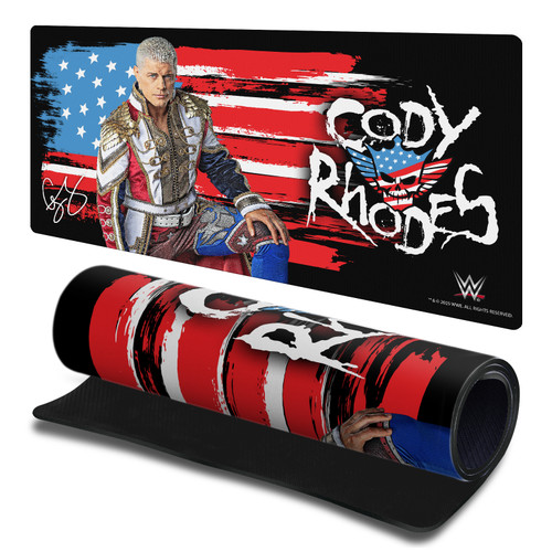 WWE Cody Rhodes Flag And Signature Gaming Office Desk PC Keyboard Mouse Mat Pad 23.62 x 11.81 x 0.12 inches (600 x 300 mm) - L