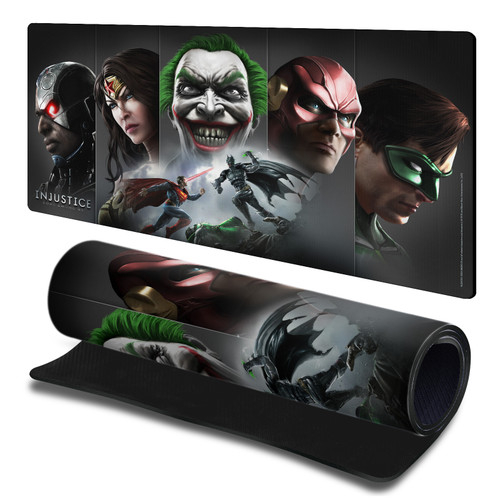 Injustice Gods Among Us Key Art Poster Gaming Office Desk PC Keyboard Mouse Mat Pad 23.62 x 11.81 x 0.12 inches (600 x 300 mm) - L