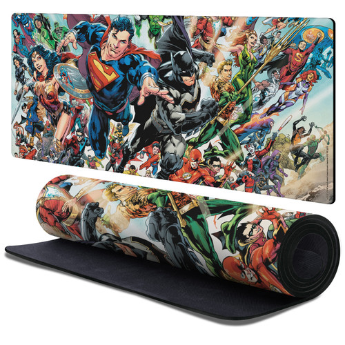 Justice League DC Comics Comic Book Covers Rebirth Gaming Office Desk PC Keyboard Mouse Mat Pad 37.4 x 15.75 x 0.16 inches (900 x 400 mm) - XL