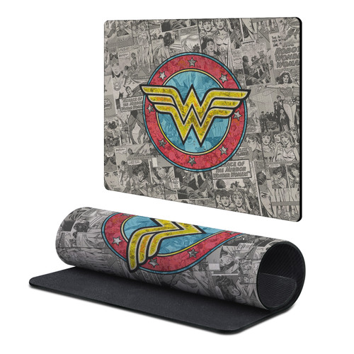 Wonder Woman DC Comics Comic Book Cover Vintage Collage Gaming Office Desk PC Keyboard Mouse Mat Pad 9.84 x 11.81 x 0.12 inches (250 x 300 mm) - S