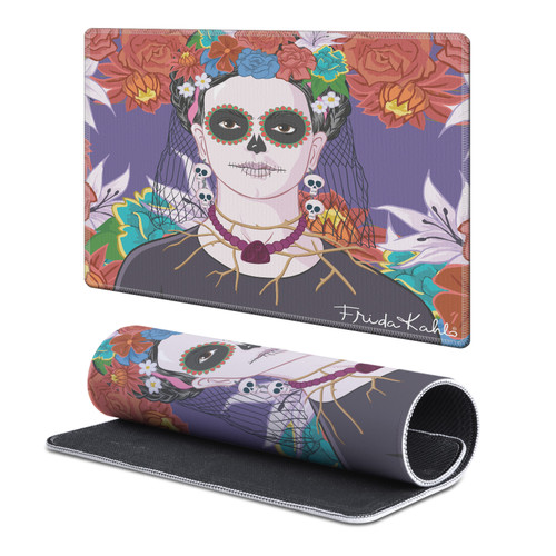 Frida Kahlo Floral Art Day of the Dead Gaming Office Desk PC Keyboard Mouse Mat Pad 9.84 x 11.81 x 0.12 inches (250 x 300 mm) - S