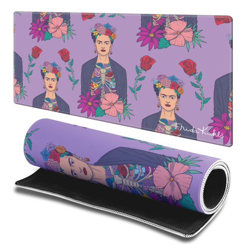 Frida Kahlo Floral Art Pattern Gaming Office Desk PC Keyboard Mouse Mat Pad - L