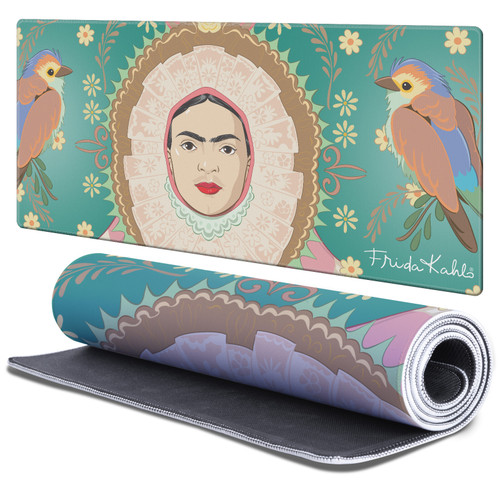 Frida Kahlo Floral Art Oval Frame Birds Gaming Office Desk PC Keyboard Mouse Mat Pad - XL