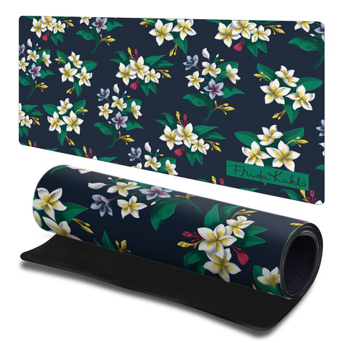 Frida Kahlo Mix Art Plumeria Gaming Office Desk PC Keyboard Mouse Mat Pad 23.62 x 11.81 x 0.12 inches (600 x 300 mm) - L