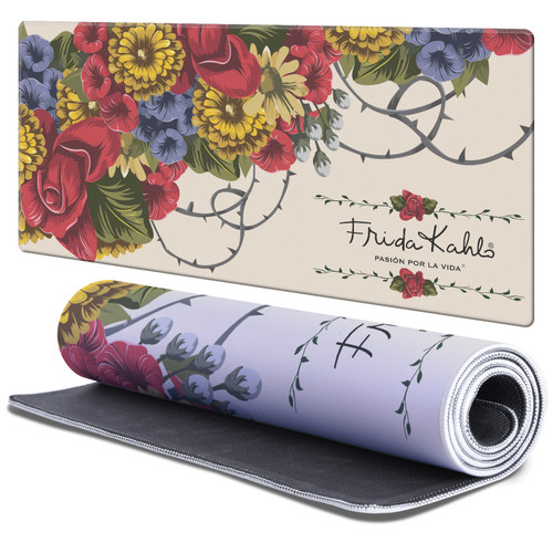 Frida Kahlo Mix Art Vine Gaming Office Desk PC Keyboard Mouse Mat Pad 37.4 x 15.75 x 0.16 inches (900 x 400 mm) - XL