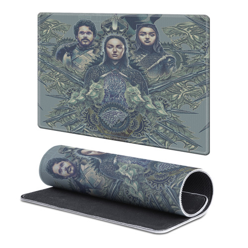 HBO Game of Thrones Graphic Art Robb, Sansa, Arya Gaming Office Desk PC Keyboard Mouse Mat Pad 9.84 x 11.81 x 0.12 inches (250 x 300 mm) - S