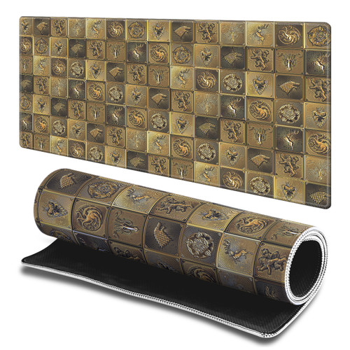 HBO Game of Thrones Graphic Art Gold Sigils All Houses Gaming Office Desk PC Keyboard Mouse Mat Pad - L