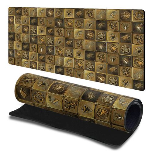HBO Game of Thrones Graphic Art Gold Sigils All Houses Gaming Office Desk PC Keyboard Mouse Mat Pad 23.62 x 11.81 x 0.12 inches (600 x 300 mm) - L