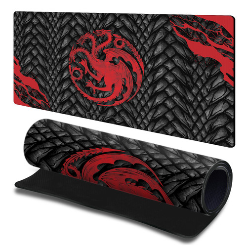 HBO Game of Thrones Graphic Art House Targaryen Gaming Office Desk PC Keyboard Mouse Mat Pad 23.62 x 11.81 x 0.12 inches (600 x 300 mm) - L