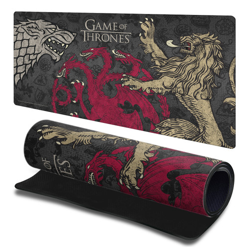 HBO Game of Thrones Graphic Art Stark, Targaryen, Lannister Gaming Office Desk PC Keyboard Mouse Mat Pad 23.62 x 11.81 x 0.12 inches (600 x 300 mm) - L
