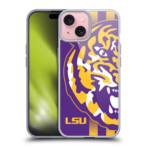 Louisiana State University LSU LSU Art Tiger Graphics 2 Soft Gel Case for Apple iPhone 15