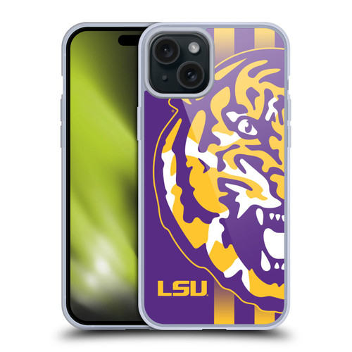 Louisiana State University LSU LSU Art Tiger Graphics 2 Soft Gel Case for Apple iPhone 15 Plus