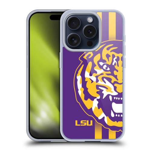 Louisiana State University LSU LSU Art Tiger Graphics 2 Soft Gel Case for Apple iPhone 15 Pro