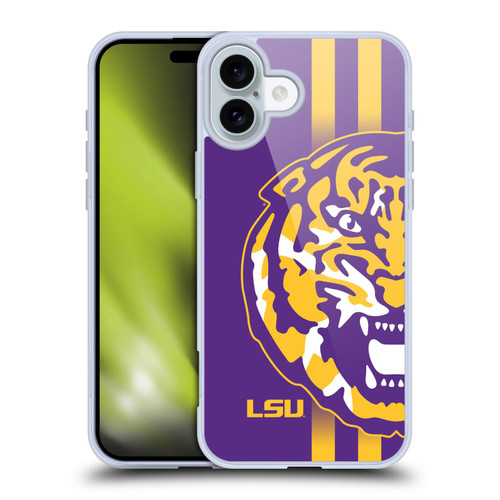 Louisiana State University LSU LSU Art Tiger Graphics 2 Soft Gel Case for Apple iPhone 16 Plus