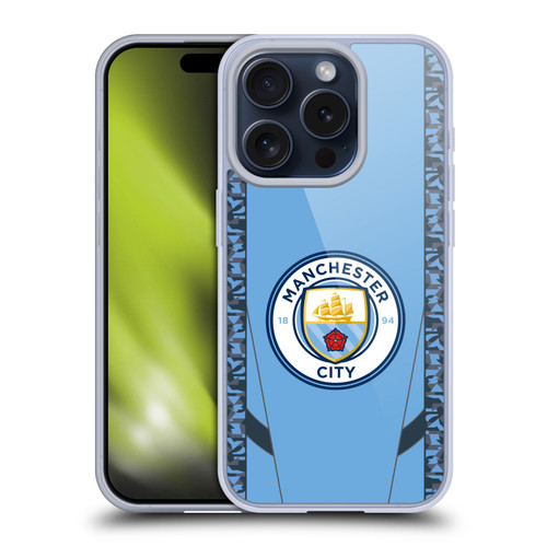 Manchester City Man City FC 2024/25 Badge Kit Home Soft Gel Case for Apple iPhone 15 Pro