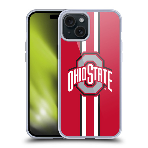 Ohio State University Logo Stripes Soft Gel Case for Apple iPhone 15 Plus & MagSafe