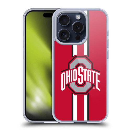 Ohio State University Logo Stripes Soft Gel Case for Apple iPhone 15 Pro