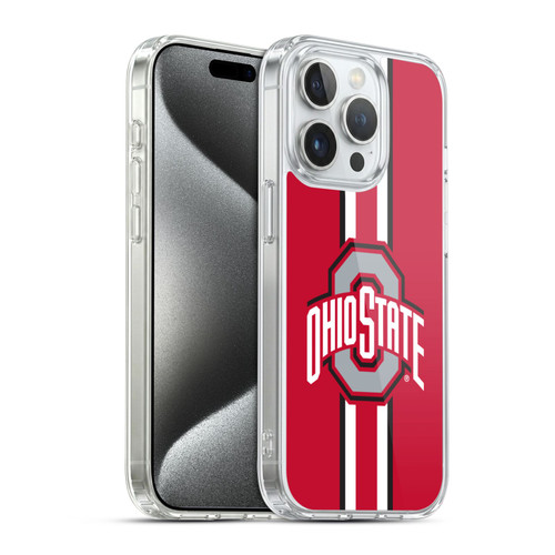 Ohio State University Logo Stripes Soft Gel Case for Apple iPhone 15 Pro & MagSafe