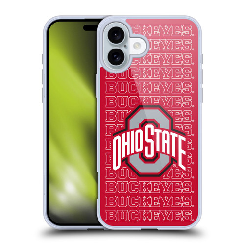 Ohio State University Logo Outline Buckeyes Soft Gel Case for Apple iPhone 16 Plus