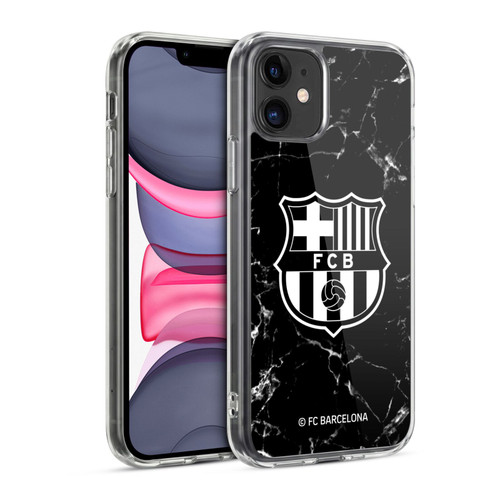 FC Barcelona Crest Patterns Black Marble Soft Gel Case for Apple iPhone 11