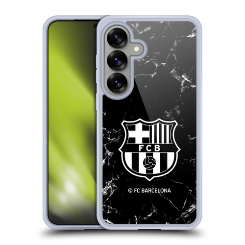 FC Barcelona Crest Patterns Black Marble Soft Gel Case for Samsung Galaxy S25 & MagSafe