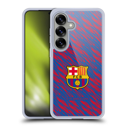 FC Barcelona Crest Patterns Glitch Soft Gel Case for Samsung Galaxy S25