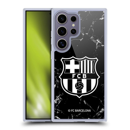 FC Barcelona Crest Patterns Black Marble Soft Gel Case for Samsung Galaxy S25 Ultra