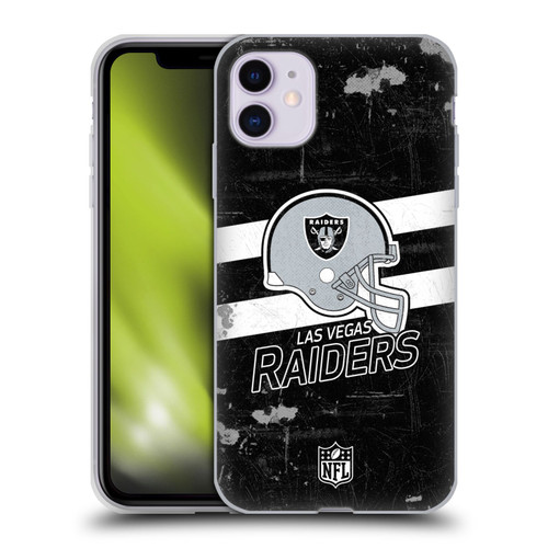 NFL Las Vegas Raiders Logo Art Helmet Distressed Look 100th Soft Gel Case for Apple iPhone 11