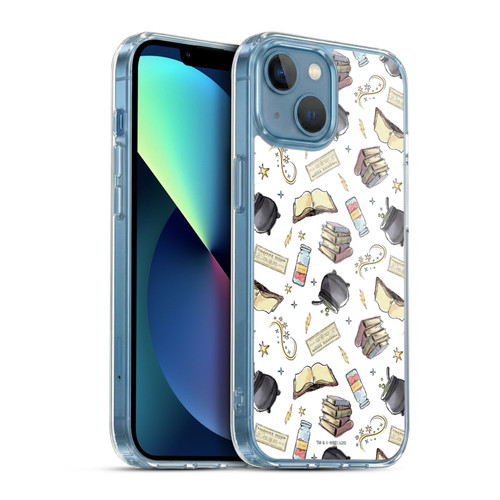 Harry Potter Deathly Hallows XIII Hogwarts Pattern Soft Gel Case for Apple iPhone 13 Mini & MagSafe