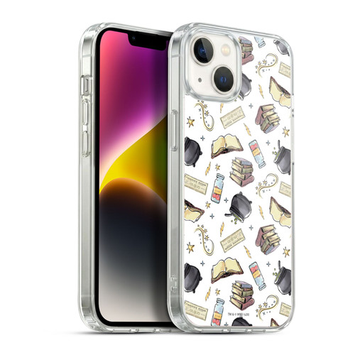 Harry Potter Deathly Hallows XIII Hogwarts Pattern Soft Gel Case for Apple iPhone 14 Plus & MagSafe