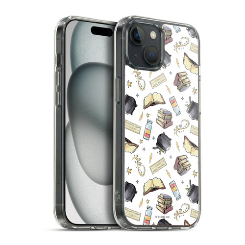 Harry Potter Deathly Hallows XIII Hogwarts Pattern Soft Gel Case for Apple iPhone 15 Plus & MagSafe