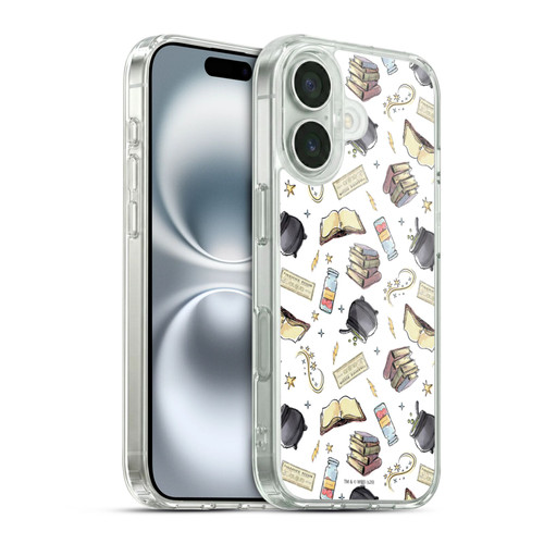 Harry Potter Deathly Hallows XIII Hogwarts Pattern Soft Gel Case for Apple iPhone 16 & MagSafe