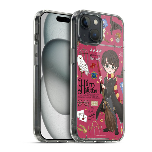 Harry Potter Deathly Hallows XXXVII Harry Pattern Soft Gel Case for Apple iPhone 15 & MagSafe