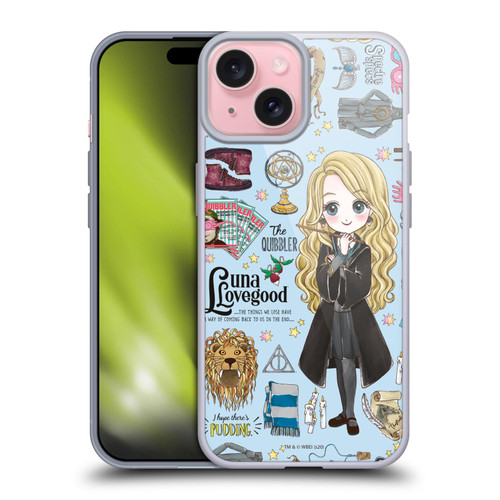 Harry Potter Deathly Hallows XXXVII Luna Pattern Soft Gel Case for Apple iPhone 15