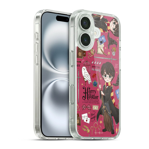 Harry Potter Deathly Hallows XXXVII Harry Pattern Soft Gel Case for Apple iPhone 16 & MagSafe