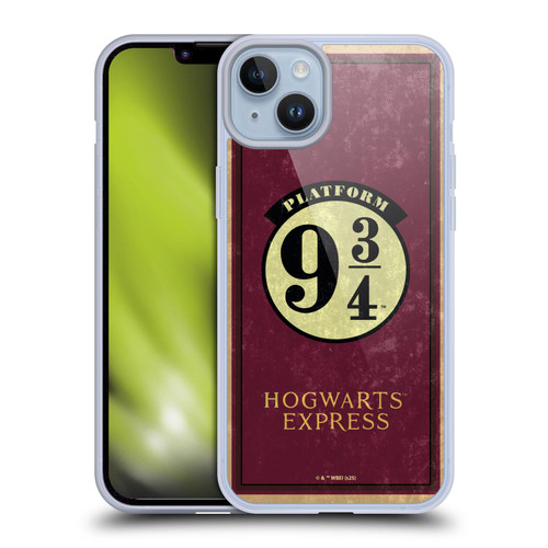 Harry Potter Locations Typography Platform 9 3/4 Soft Gel Case for Apple iPhone 14 Plus