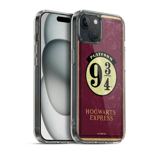 Harry Potter Locations Typography Platform 9 3/4 Soft Gel Case for Apple iPhone 15 Plus & MagSafe
